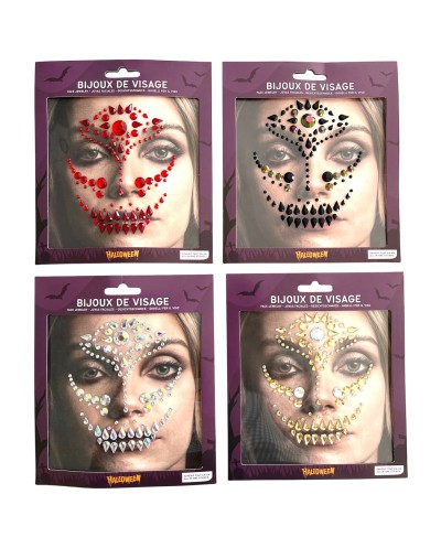 BIJOUX OU STRASS DE VISAGE HALLOWEEN LARGE SOURIRE COULEUR ALEATOIRE