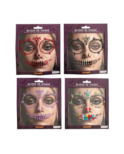 BIJOUX OU STRASS DE VISAGE HALLOWEEN DAY OF THE DEAD COULEUR ALEATOIRE