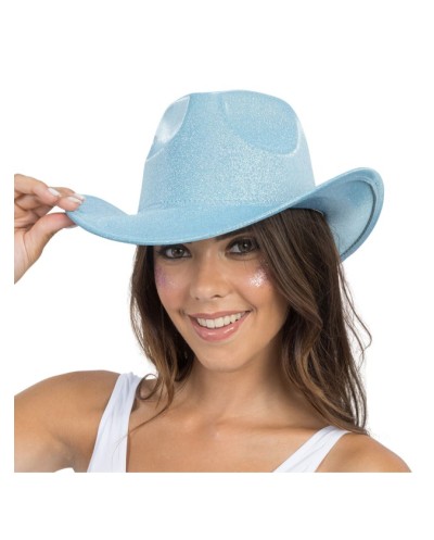 CHAPEAU  WESTERN COWBOY SHINY BLEU