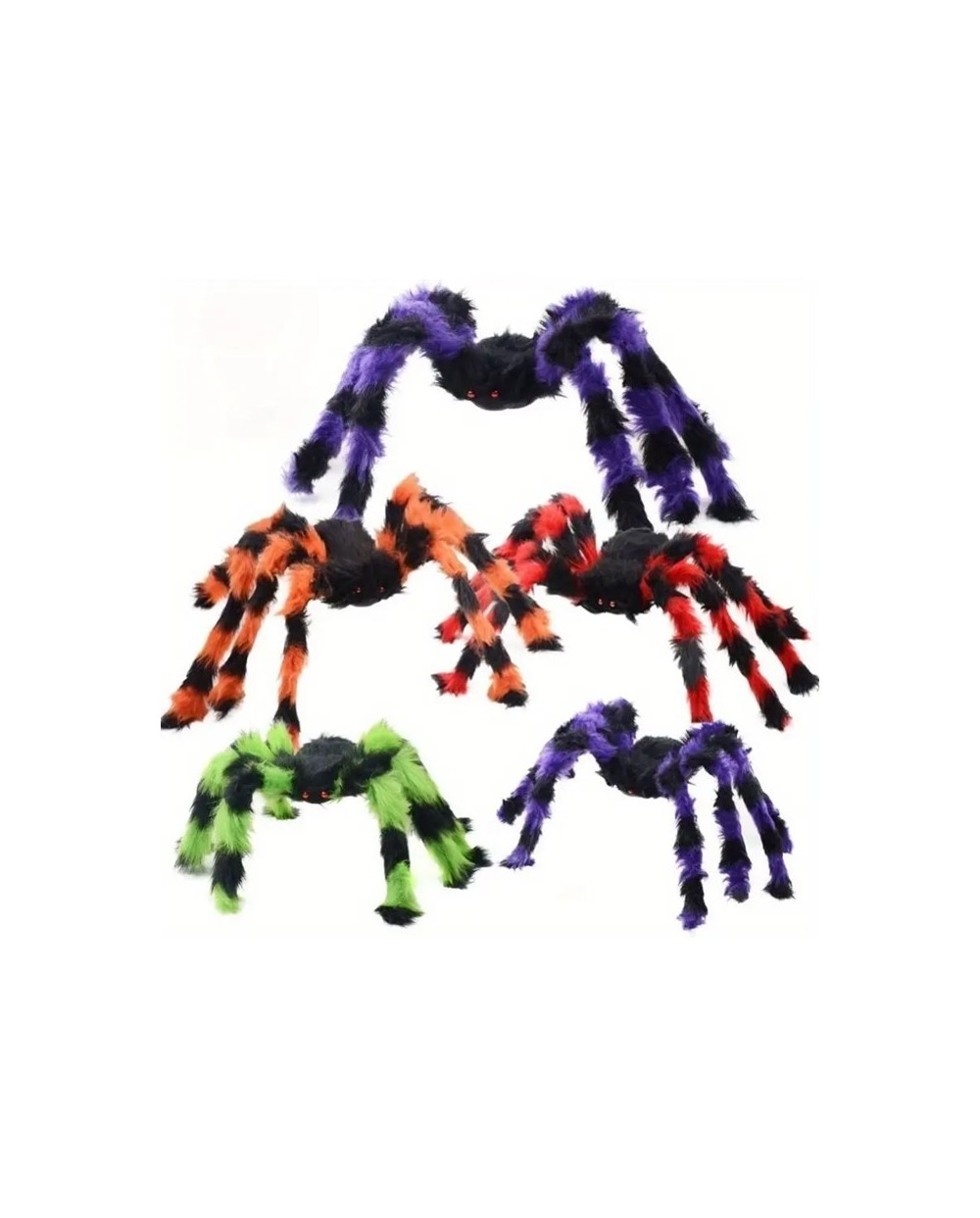 ARAIGNEE POILUE EN COULEUR VERT ORANGE VIOLET OU ROUGE 90 CM