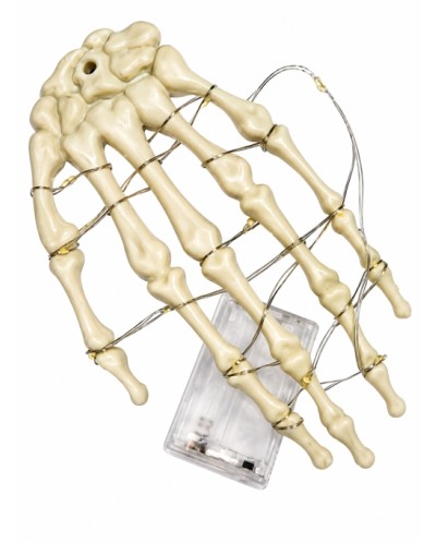 MAIN DE SQUELETTE BOB LUMINEUSE AVEC LED  15 X 9 CM