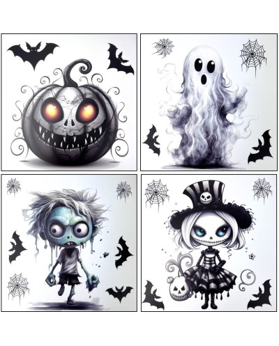 DECORATION STICKERS HALLOWEEN 30 X 30 CM 4 MODELES ALEATOIRES