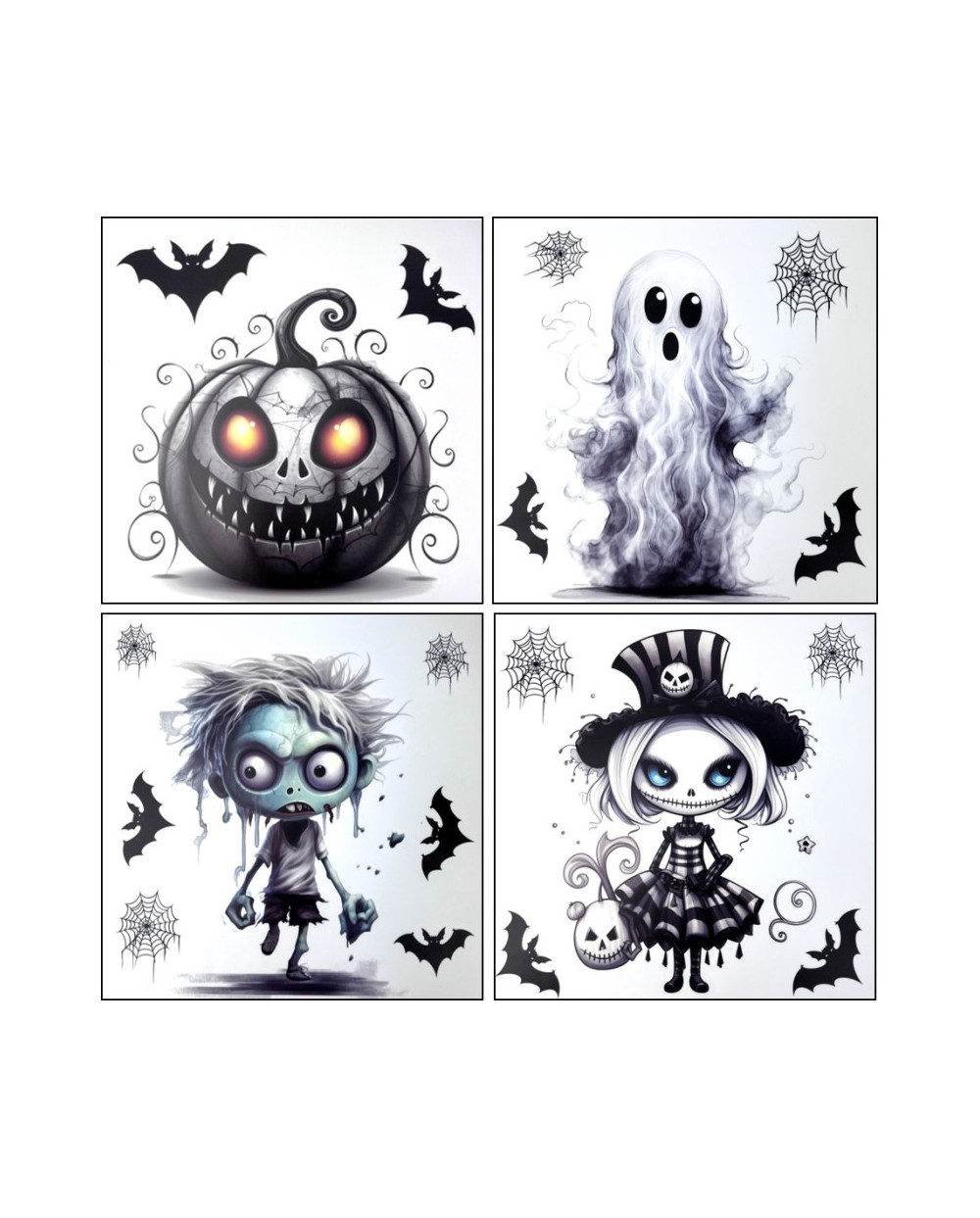 DECORATION STICKERS HALLOWEEN 30 X 30 CM 4 MODELES ALEATOIRES