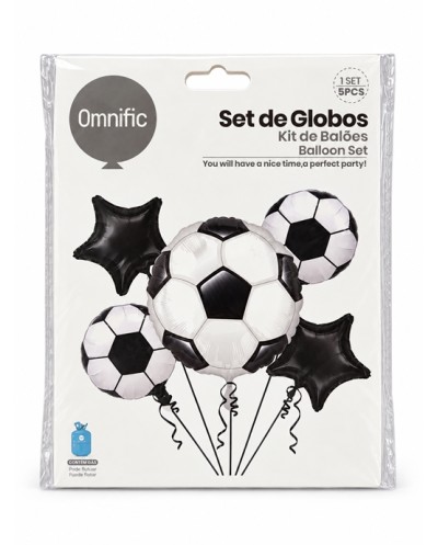 BOUQUET DE 5 BALLONS METALLIQUES THEME FOOT 
