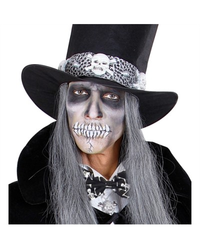 NOEUD PAPILLON HALLOWEEN NOIRE IMPRIMEE SQUELETTE BLANCHE