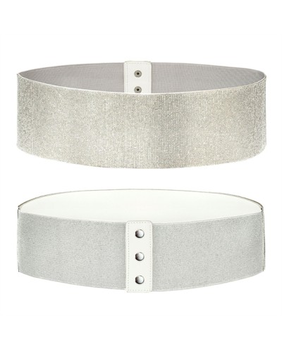 LARGE CEINTURE DISCO STRASS ARGENT 10 CM
