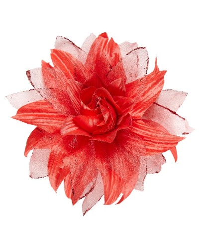FLEUR PINCE OU CLIP A CHEVEUX ROUGE