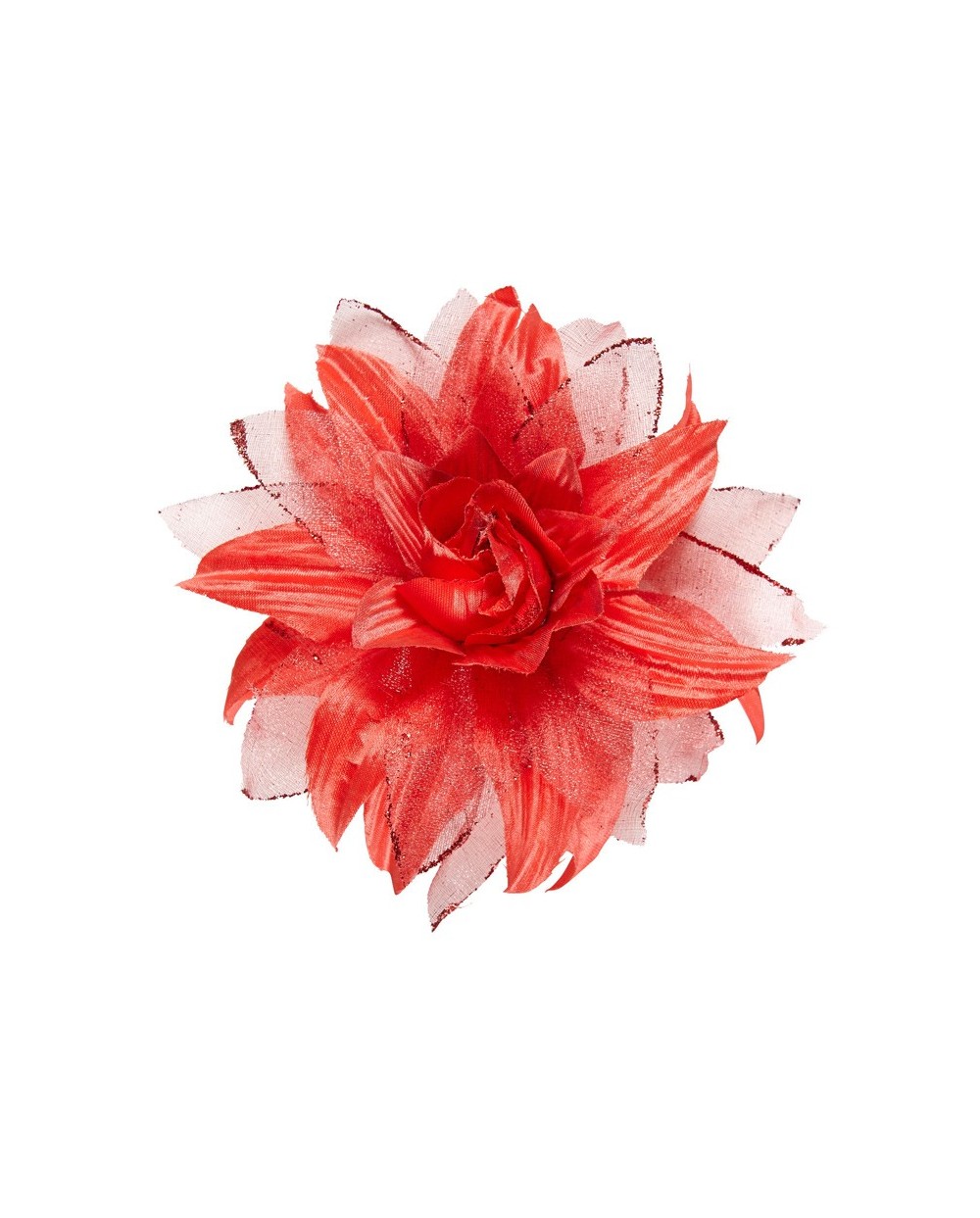 FLEUR PINCE OU CLIP A CHEVEUX ROUGE