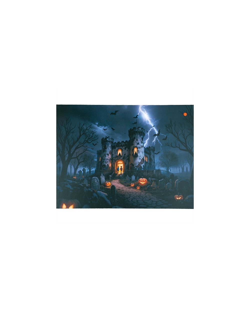 PEINTURE OU TABLEAU SUR TOILE MANOIR HANTE D'HALLOWEEN 38 X 50.5 CM