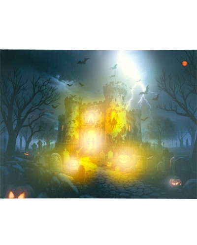 PEINTURE OU TABLEAU SUR TOILE MANOIR HANTE D'HALLOWEEN 38 X 50.5 CM