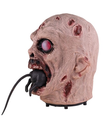 DECO HALLOWEEN ANIMATRONIC TETE DE ZOMBIE MANGEANT UN RAT 