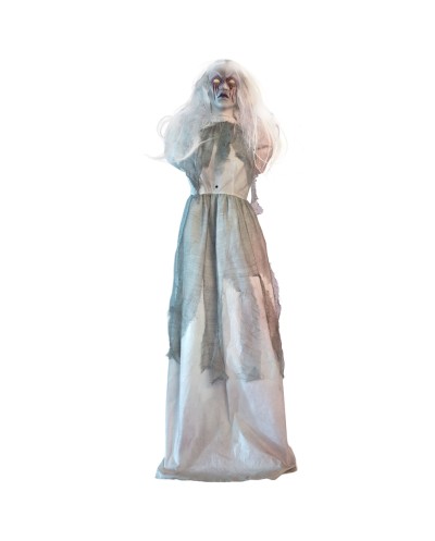 DECO HALLOWEEN ANIMATRONIC FEMME FANTOME BLANC DECAPITEE
