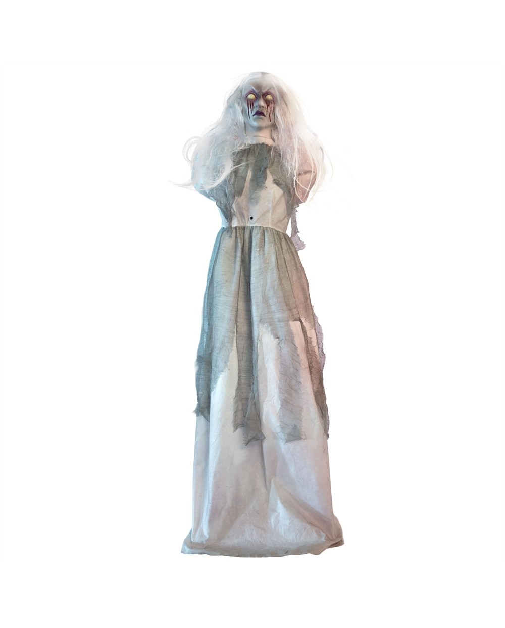 DECO HALLOWEEN ANIMATRONIC FEMME FANTOME BLANC DECAPITEE