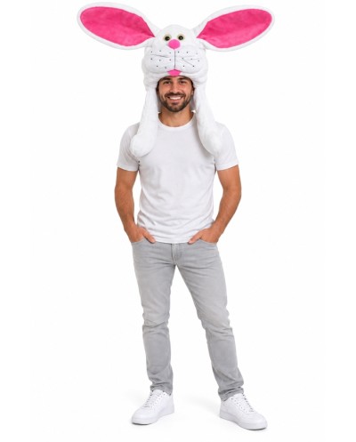 CHAPEAU LAPIN BLANC EN TISSUS