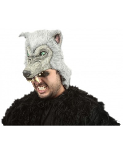 DEMI-MASQUE LOUP POILU GRIS GREY WOLF