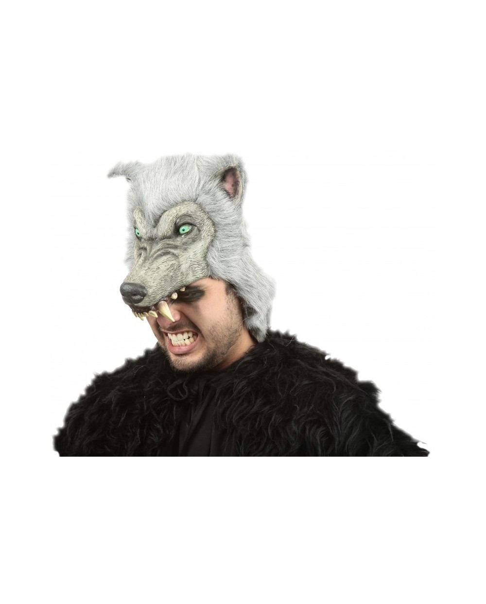 DEMI-MASQUE LOUP POILU GRIS GREY WOLF