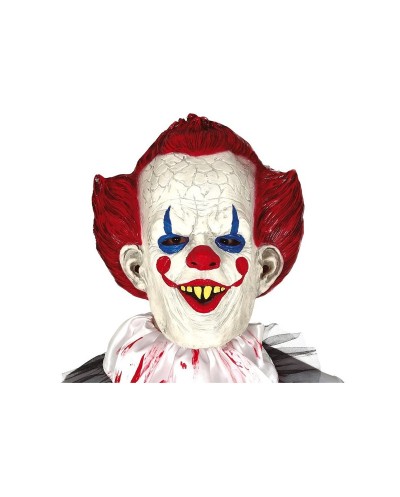 MASQUE CLOWN SINISTRE CHEVEUX ROUGE LATEX 