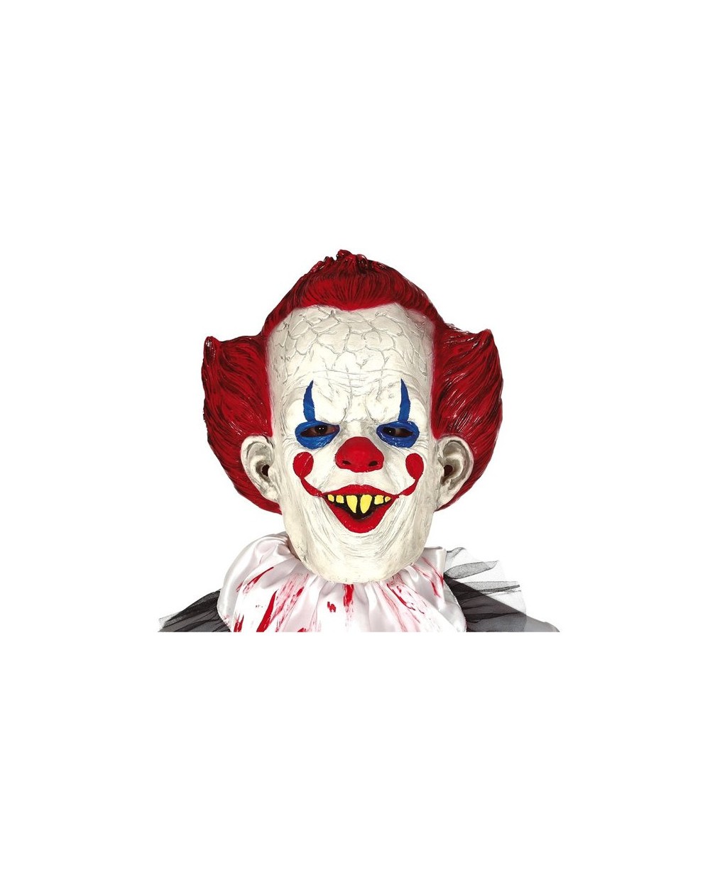 MASQUE CLOWN SINISTRE CHEVEUX ROUGE LATEX 