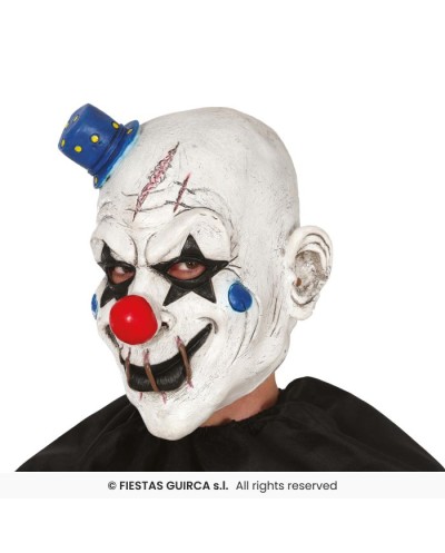 MASQUE LATEX CLOWN HALLOWEEN PETIT CHAPEAU BLEU