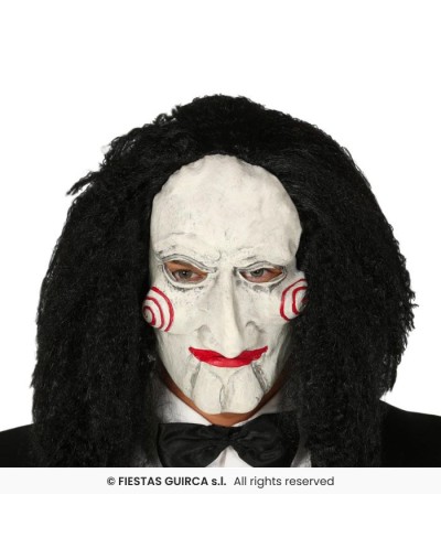 MASQUE DE MARIONNETTE SAW EN LATEX AVEC CHEVEUX
