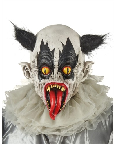 MASQUE LATEX CLOWN HORREUR CHEVEUX NOIRS YEUX JAUNES