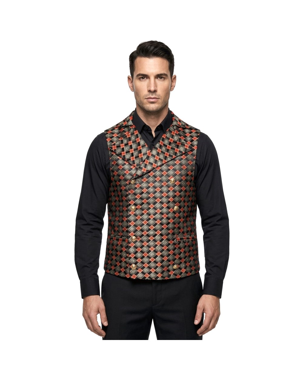 VESTE MANCHE COURTE NOIR ROUGE ARGENT TAILLE S