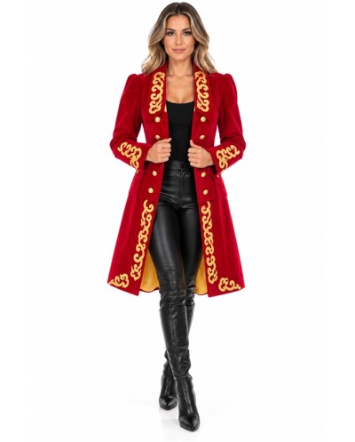 VESTE ROUGE VELOURS AVEC DORURES TAILLE S