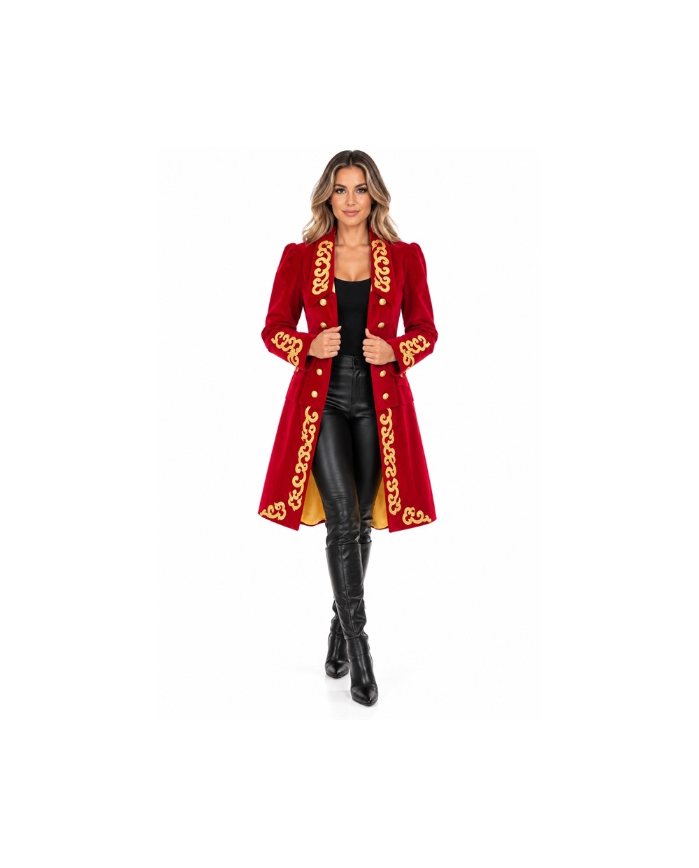 VESTE ROUGE VELOURS AVEC DORURES TAILLE S