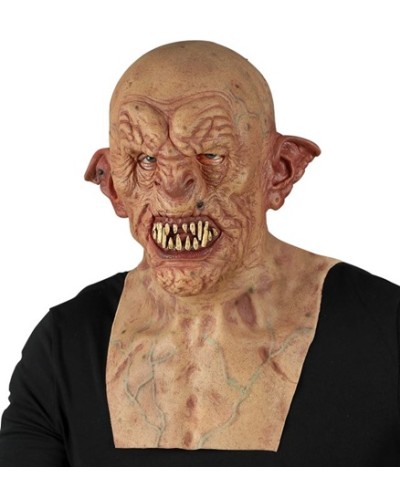MASQUE TETE COMPLETE DE ZOMBIE AVEC MENTON & POITRINE" aspect silicone