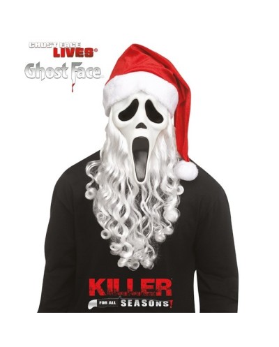 MASQUE SCREAM GHOST FACE PERE NOEL BARBE BLANCHE ET BONNET ROUGE