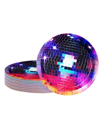 8 ASSIETTES CARTON DISCO FEVER BOULE A FACETTE 23 CM