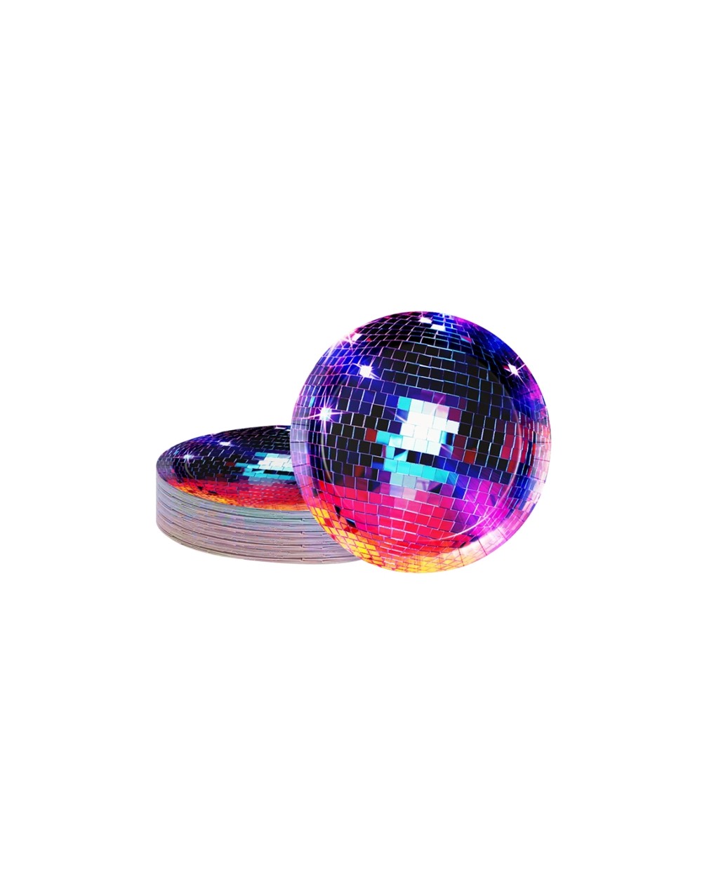 8 ASSIETTES CARTON DISCO FEVER BOULE A FACETTE 23 CM