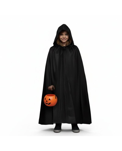 CAPE A CAPUCHE NOIRE ENFANT 80 CM