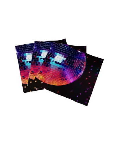 16 SERVIETTES EN PAPIER DISCO FEVER BOULE A FACETTE 33 X 33 CM