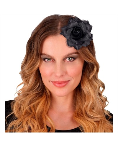 BARETTE OU PINCE A CHEVEUX  FORME DE ROSE NOIRE