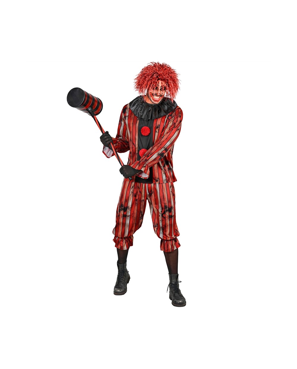 DEGUISEMENT HALLOWEEN CLOWN MALEFIQUE ROUGE RAYE NOIR TAILLE M