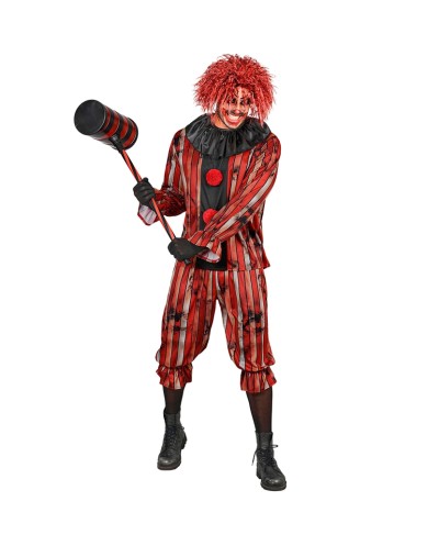 DEGUISEMENT HALLOWEEN CLOWN MALEFIQUE ROUGE RAYE NOIR TAILLE XL