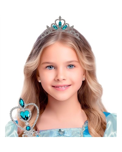 TIARE COURONNE DIADEME STRASS ARGENT ET GEMMES BLEUS
