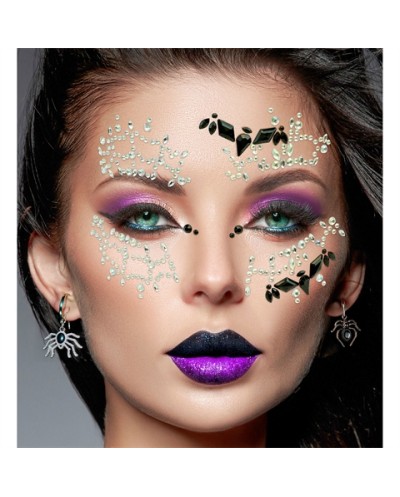 BIJOUX OU STRASS DE VISAGE ASYMETRIQUES CHAUVE SOURIS ARGENT ET NOIR