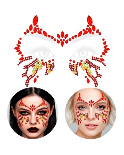 BIJOUX OU STRASS DE VISAGE DIABOLIQUE DIABLESSE ROUGE ET OR