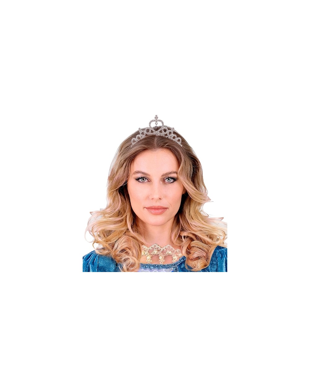 TIARE COURONNE DIADEME STRASS ARGENT PENNDENTIF AU MILIEU DU COEUR