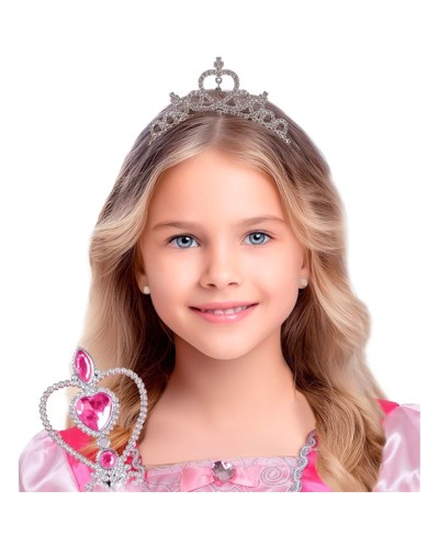 TIARE COURONNE DIADEME STRASS ARGENT PENNDENTIF AU MILIEU DU COEUR