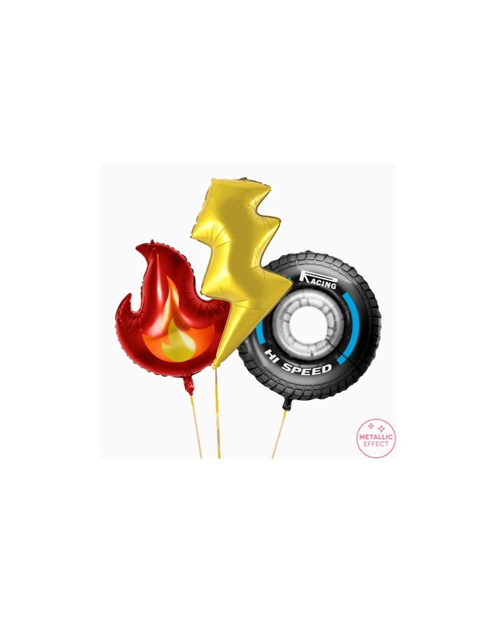 SET DE 3 BALLONS METALLIQUES THEME VOITURE DE COURSE 