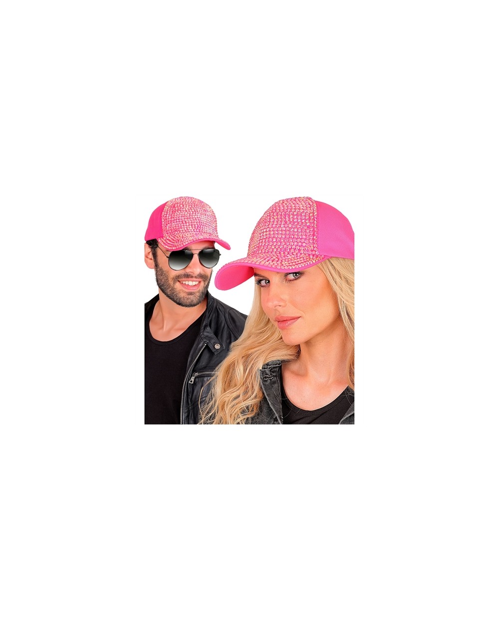CASQUETTE ROSE FLUO AVEC STRASS