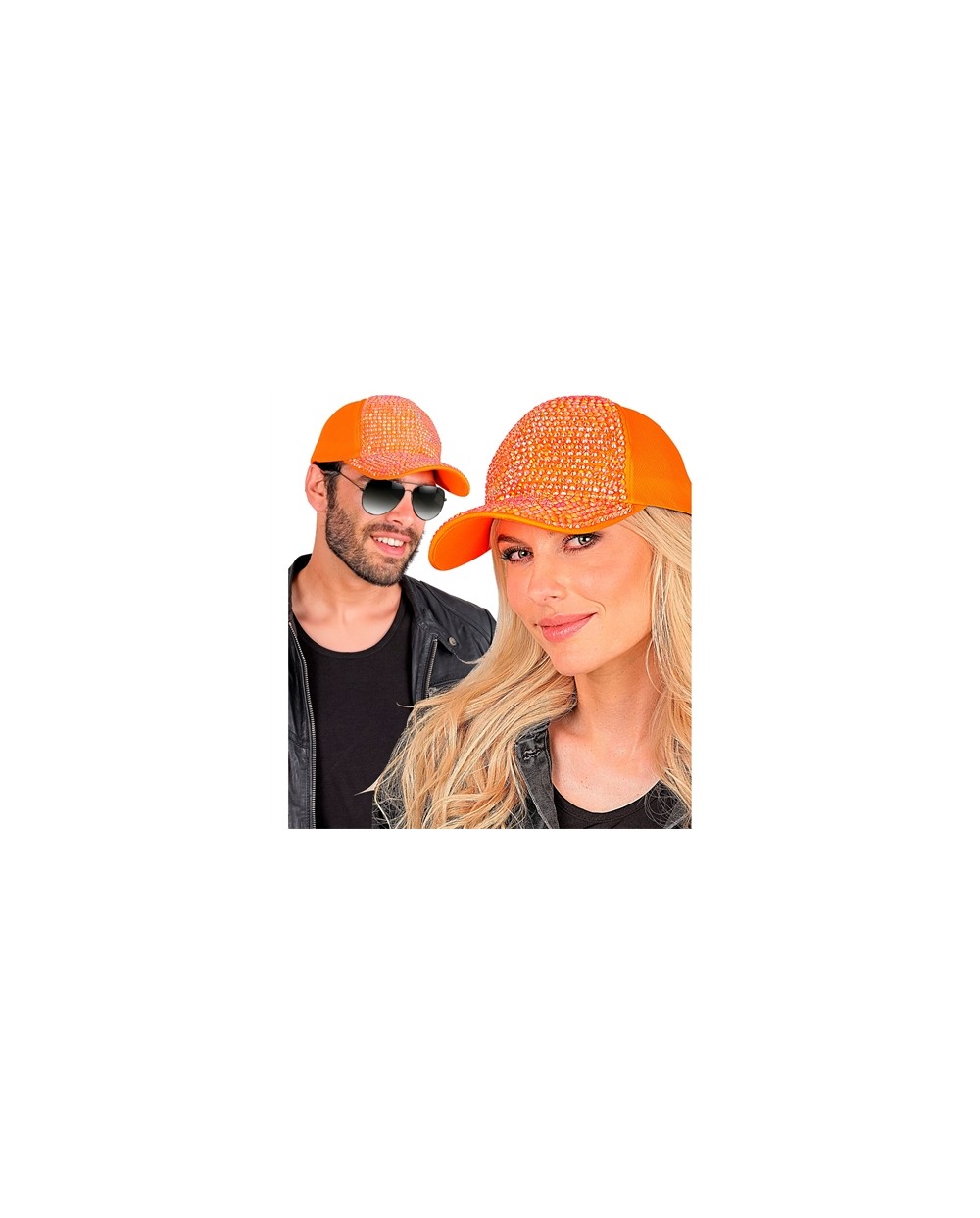 CASQUETTE ORANGE FLUO AVEC STRASS