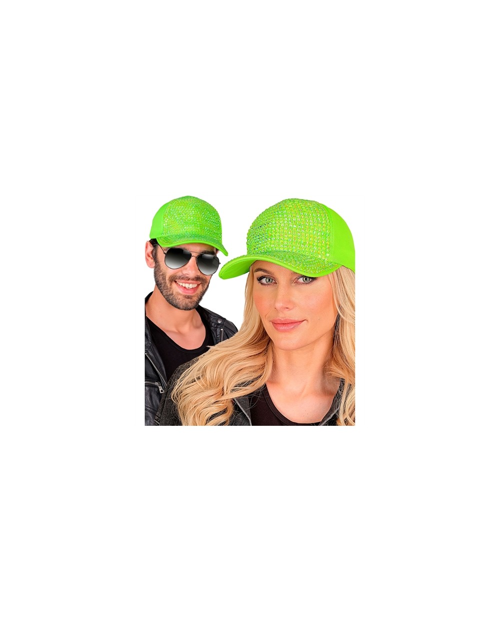 CASQUETTE VERTE FLUO AVEC STRASS