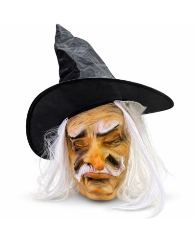 MASQUE VIEUX SORCIER ADULTE CHAPEAU NOIR