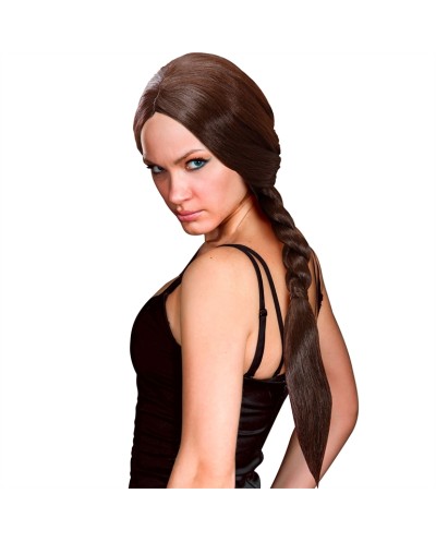 PERRUQUE LARA NATTE OU TRESSE BRUNE JEU VIDEO