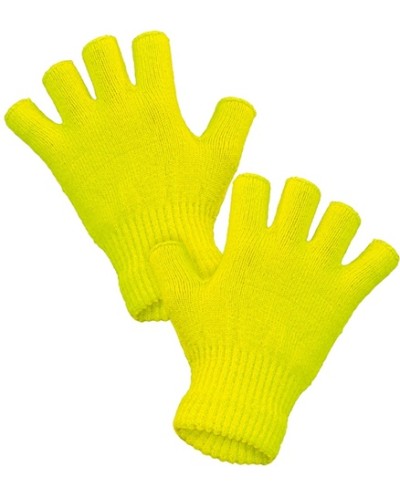 GANTS SANS DOIGT OU MITAINES JAUNE FLUO 