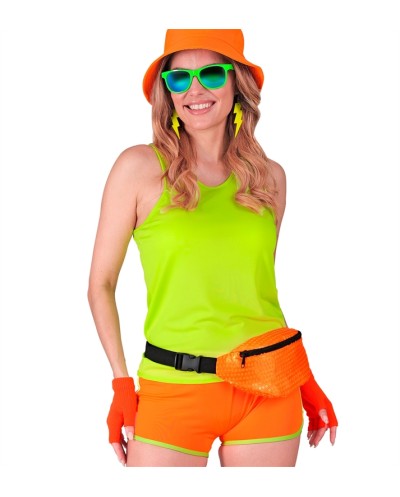 GANTS SANS DOIGT OU MITAINES ORANGE FLUO 